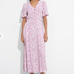 & Other stories flutter sleeve midi floral dress size 4